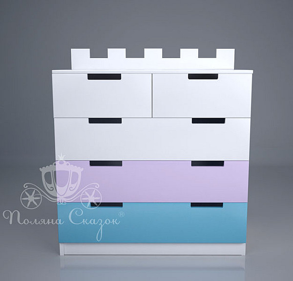 Комод высокий 5 ящиков Поляна сказок Замок-1