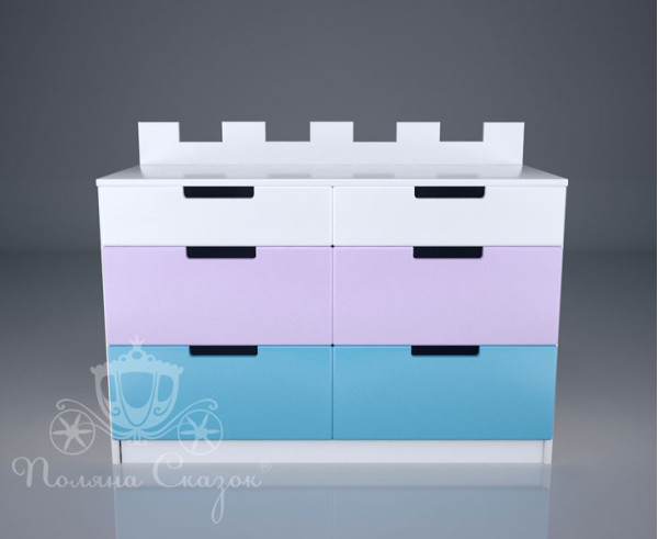 Комод широкий 6 ящиков Поляна сказок Замок-1