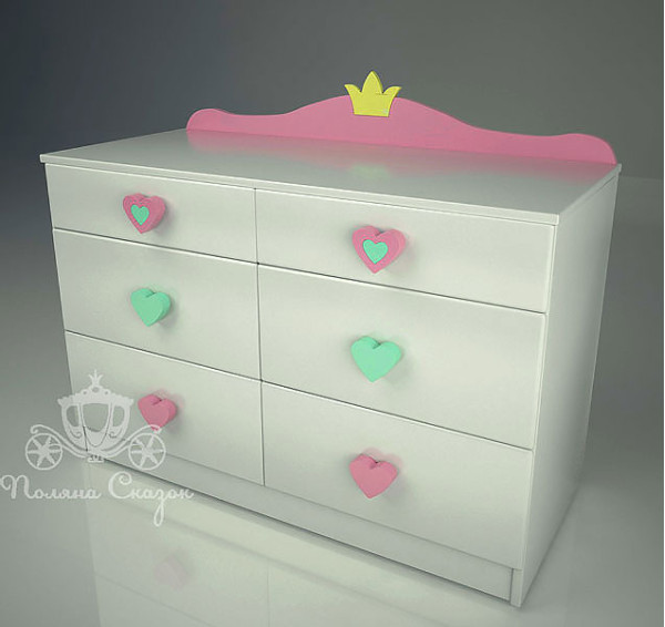 Комод широкий 6 ящиков Поляна сказок Золушка - Mix-0