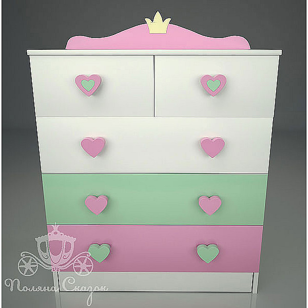 Комод высокий 5 ящиков Поляна сказок Золушка Mix-1