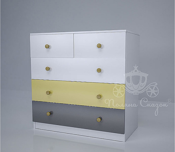 Комод высокий 5 ящиков Поляна сказок Коты на крыше-0