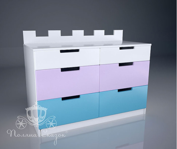 Комод широкий 6 ящиков Поляна сказок Замок-0