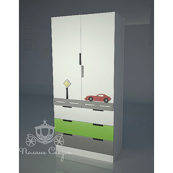Шафа двостулкова з ящиками Поляна казок Автомобільчик Шафа двостулкова з ящиками Поляна казок Автомобільчик-0