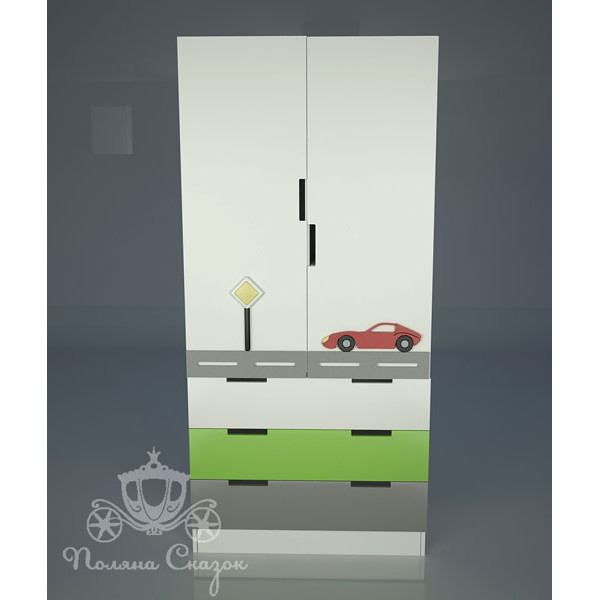 Шафа двостулкова з ящиками Поляна казок Автомобільчик Шафа двостулкова з ящиками Поляна казок Автомобільчик-1