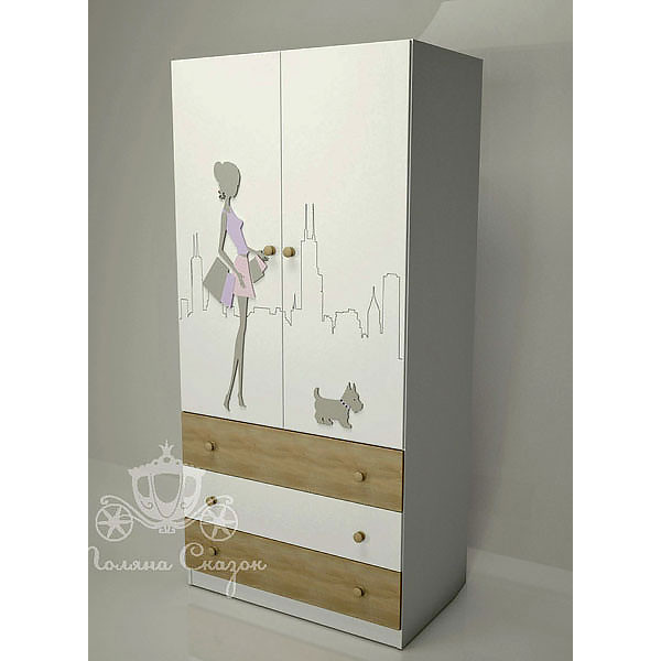 Шафа двостулкова з ящиками Поляна казок Сіті вайт-1