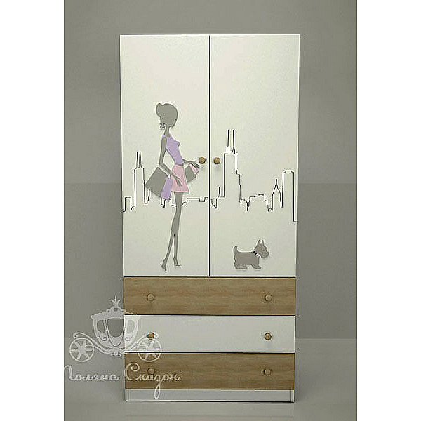 Шафа двостулкова з ящиками Поляна казок Сіті вайт-0