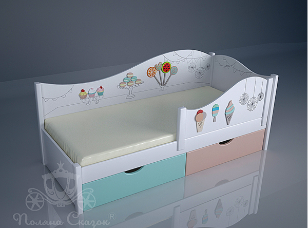 Ліжко дитяче Поляна казок Кенді Бар Декорована Ліжко дитяче Поляна казок Кенді Бар Декорована-1