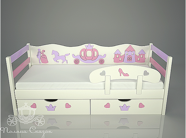 Ліжко дитяче Поляна казок Попелюшка Pink Декорована Ліжко дитяче Поляна казок Попелюшка Pink Декорована-1