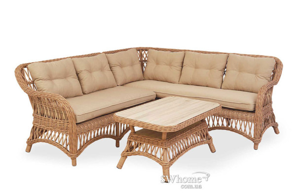 Стол из ротанга Pradex Беатриче журнальный Бежевый-4