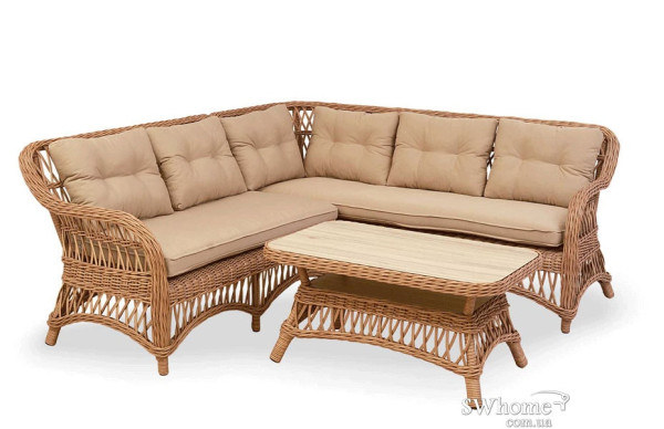 Стол из ротанга Pradex Беатриче журнальный Бежевый-5