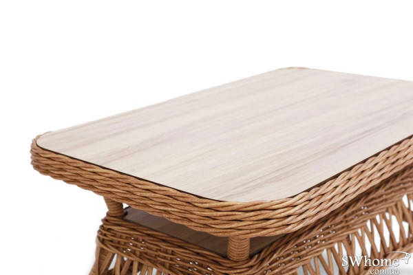 Стол из ротанга Pradex Беатриче журнальный Бежевый-2