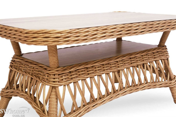 Стол из ротанга Pradex Беатриче журнальный Бежевый-1