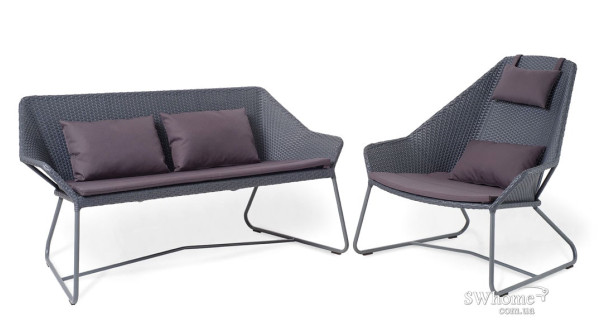 Кресло из ротанга Pradex Бриз Лаунж Серое-4