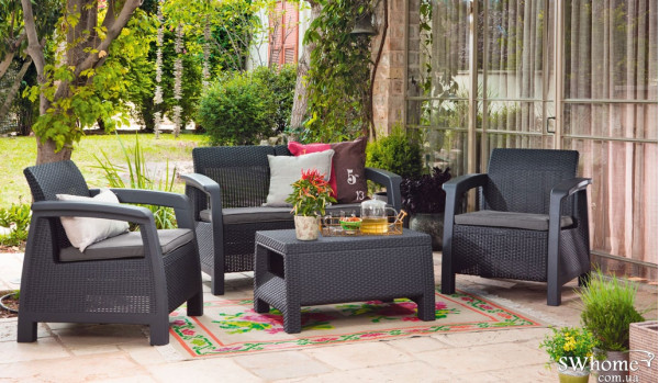 Комплект садових меблів із ротангу Keter Bahamas Сірий-0