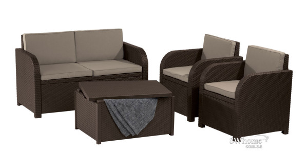 Комплект садових меблів з ротанга Allibert Monaco set Коричневий-0