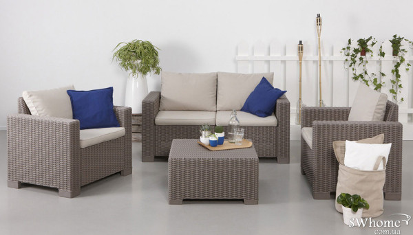 Комплект садових меблів з ротанга Allibert California 2 Set Капучино-0