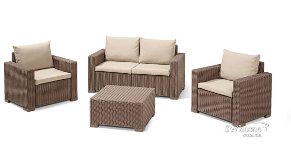Комплект садових меблів з ротанга Allibert California 2 Set Капучино-1