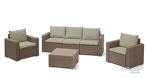 Комплект садовой мебели из ротанга Allibert California 3 Set Бежевый-1