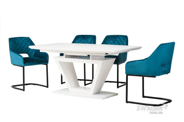 Стол раскладной обеденный Vetro Mebel TMM-53-2 Матовый Белый-11