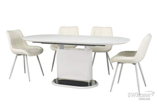 Раскладной обеденный стол Vetro Mebel TMM-56 Матовый Белый-11