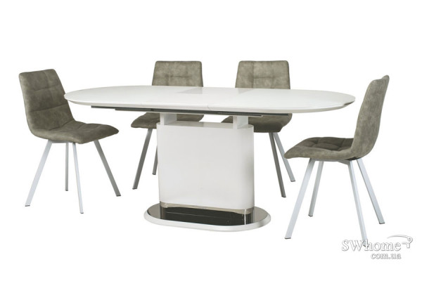 Раскладной обеденный стол Vetro Mebel TMM-56 Матовый Белый-8