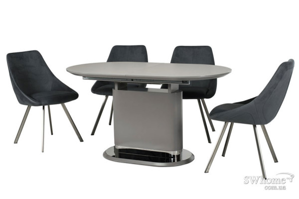 Розкладний обідній стіл Vetro Mebel TMM-56 Матовий Сірий-2