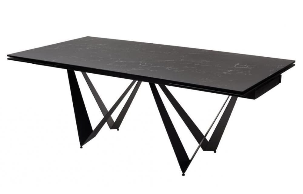 Керамічний стіл розкладний обідній Concepto FJORD BLACK MARBLE 200-300 см